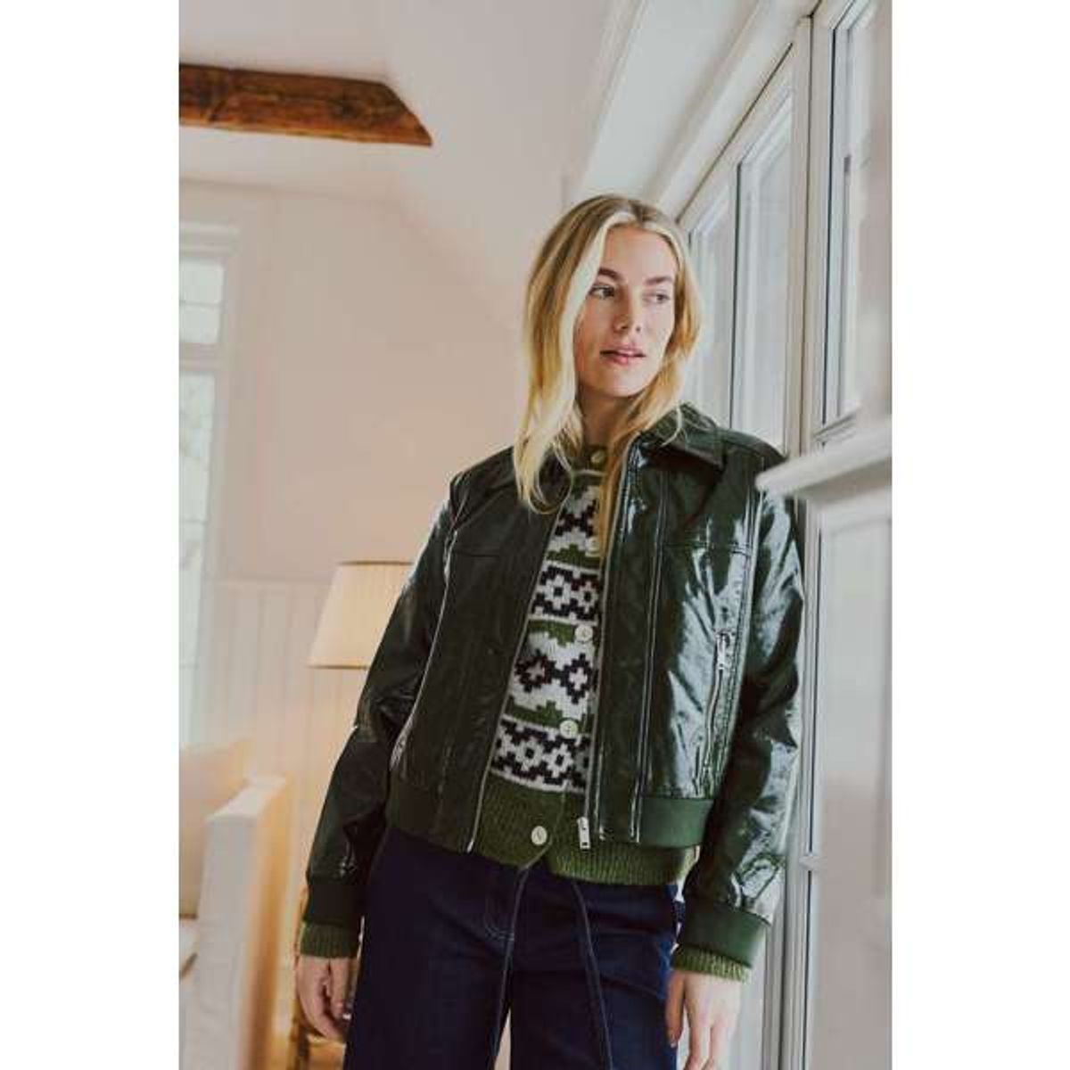 FQALPA-Cardigan Cal. Green Mel w. S. Off-white